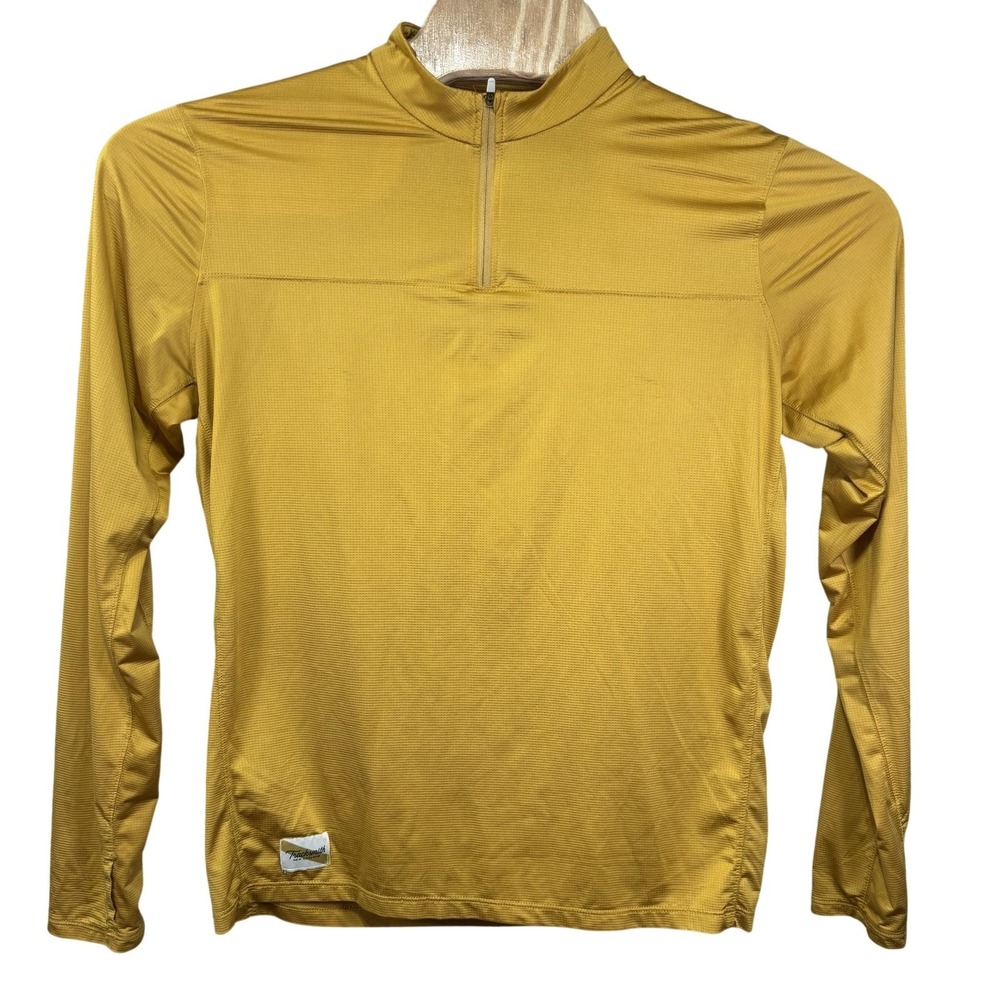 Tracksmith Pullover Mens Medium Yellow 1/4 Zip Long Sleeve Running Shirt Top